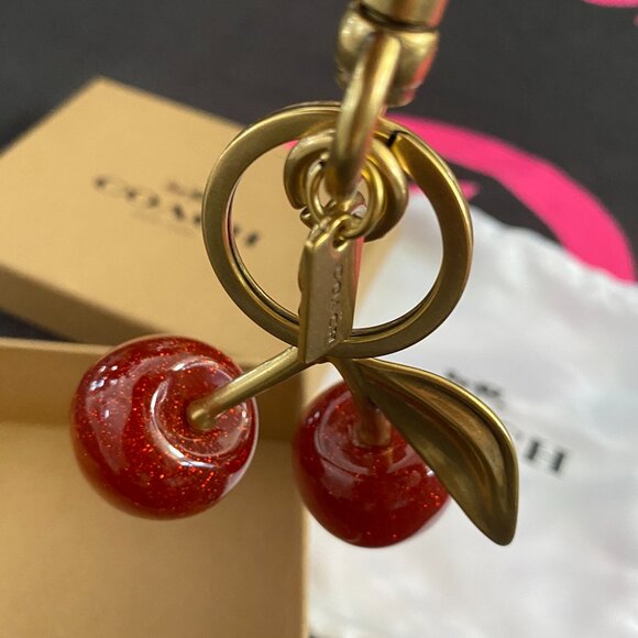 Coach Metal Keychain With Two Red Cherries - Picture 2 of 6
